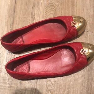 Tory Burch Red Quilted Flat